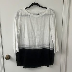 J.Jill linen top - black white and grey - size large L tall